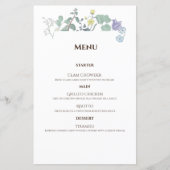Eenvoudig Floral minimalist Wedding menu (Voorkant)