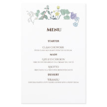 Eenvoudig Floral minimalist Wedding menu