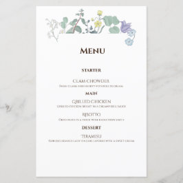 Eenvoudig Floral minimalist Wedding menu