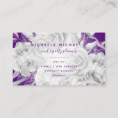 Eenvoudig Floral Paars- en Silver Modern-script Visitekaartje (Achterkant)