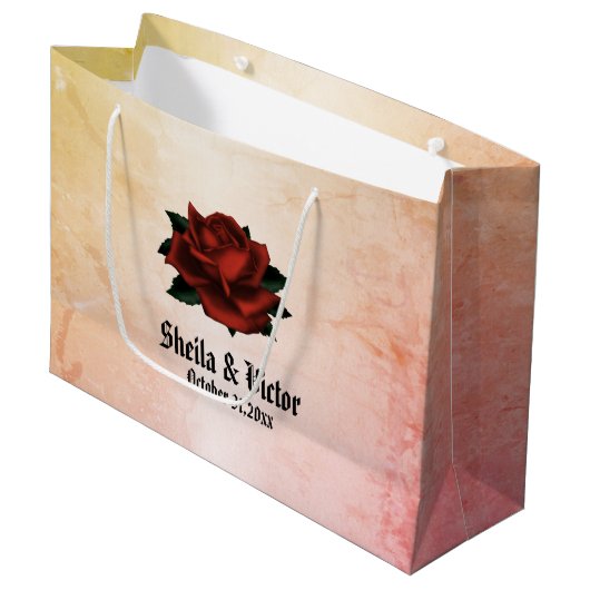 Eenvoudig Floral Patroon op Peach Groot Cadeauzakje (Voorkant Gekanteld)