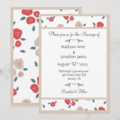 Eenvoudig Floral Red Country Weddenschap Kaart (Voorkant / Achterkant)