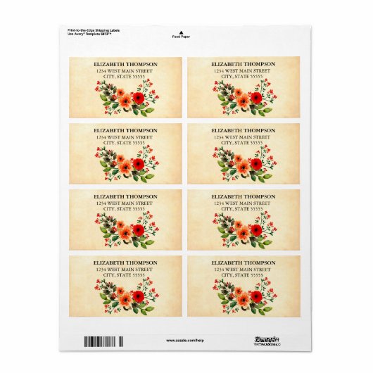 Eenvoudig Floral Return Label (Full Sheet)