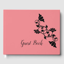 Eenvoudig Floral Salmon Guest Book Gastenboek