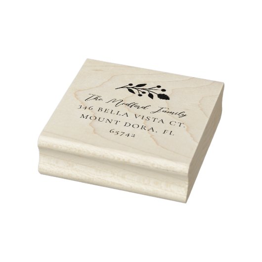 Eenvoudig Floral Spring Elegant Script-adres Rubberstempel (Stempel)