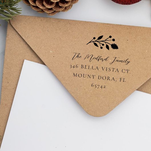 Eenvoudig Floral Spring Elegant Script-adres Rubberstempel