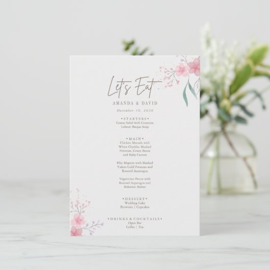 Eenvoudig Flower Elegant Wedding Menu (Staand voorkant)