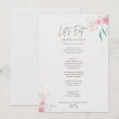 Eenvoudig Flower Elegant Wedding Menu (Voorkant / Achterkant)