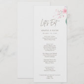 Eenvoudig Flower Elegant Wedding Menu (Voorkant / Achterkant)