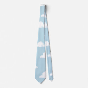 Eenvoudig Fluffy Wolken Lucht Kinderkamer Patroon Stropdas