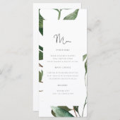 Eenvoudig Foliage Monogram Trouwmenu Menu (Voorkant / Achterkant)