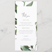 Eenvoudig Foliage Monogram Trouwmenu Menu (Voorkant)