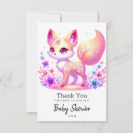 Eenvoudig Forest Fox Pastel Baby shower Bedankkaart