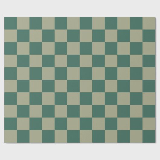 Eenvoudig Forest Green en Sage Checkerboard-patroo Cadeaupapier (Vlak)