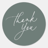 Eenvoudig Forest Green kalligrafie script dank u Ronde Sticker (Voorkant)