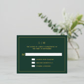 Eenvoudig Forest Green Monogram Elegante bruiloft  Folie Uitnodiging Briefkaart (Staand Voorkant)