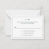 Eenvoudig Forest Green Monogram Mini Wedding RSVP Notitiekaartje (Voorkant)