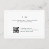Eenvoudig Forest Green Monogram QR Code Trouwen RSVP Kaartje (Voorkant)