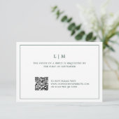 Eenvoudig Forest Green Monogram QR Code Trouwen RSVP Kaartje (Staand voorkant)
