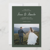 Eenvoudig Forest Green Script Fotobruiloft Save The Date (Voorkant)