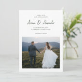 Eenvoudig Forest Green Script Fotobruiloft Save The Date (Staand voorkant)