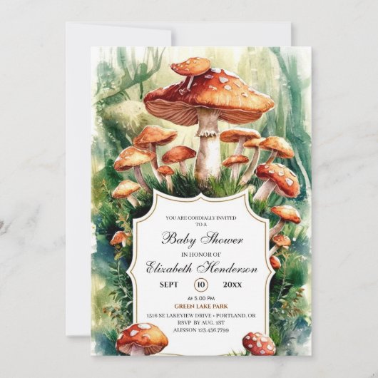 Eenvoudig Forest Mushroom Baby shower Kaart (Voorkant)