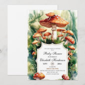 Eenvoudig Forest Mushroom Baby shower Kaart (Voorkant / Achterkant)