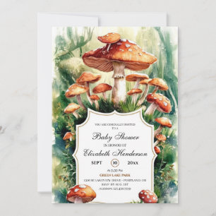 Eenvoudig Forest Mushroom Baby shower Kaart