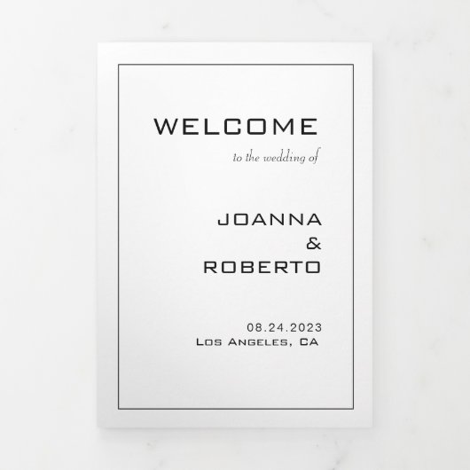 Eenvoudig formeel drievoudig weddenschap drieluik uitnodiging (Cover)