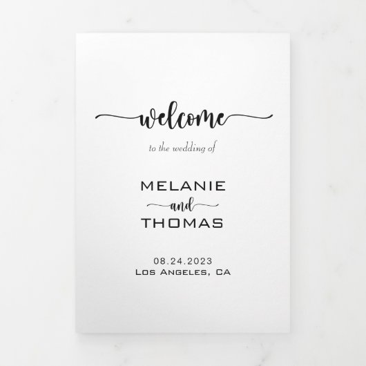 Eenvoudig formeel drievoudig weddenschap-programma drieluik uitnodiging (Cover)