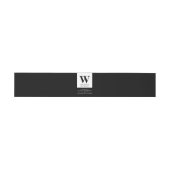 Eenvoudig formeel trouwmonogram zwart uitnodigingen wikkel (Vlak)
