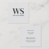 Eenvoudig formeel wit grijs monogram vet typografi vierkante visitekaartje (Voorkant / Achterkant)