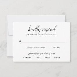 Eenvoudig Formele Zwart-witmeel Elegant Wedding RSVP Kaartje