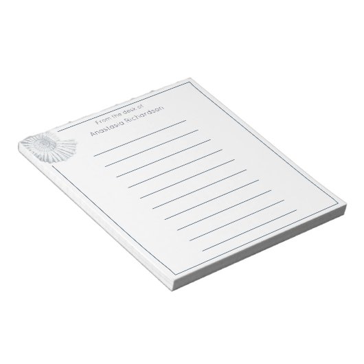 Eenvoudig Fossil Shell Pastel Blue vanaf het burea Notitieblok (Schuin)