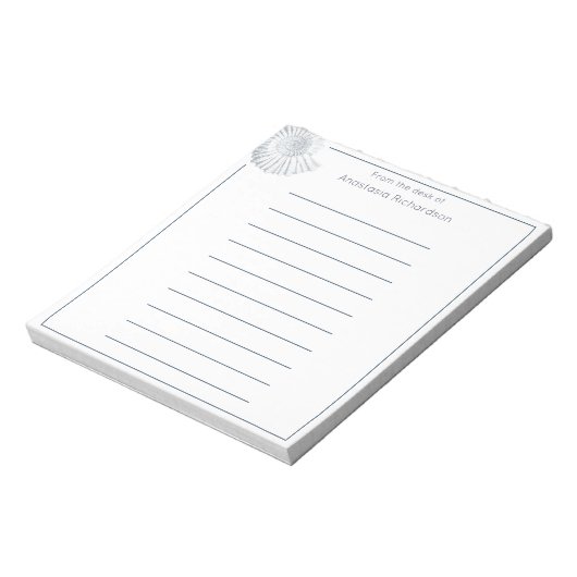 Eenvoudig Fossil Shell Pastel Blue vanaf het burea Notitieblok (Linkerzijde)