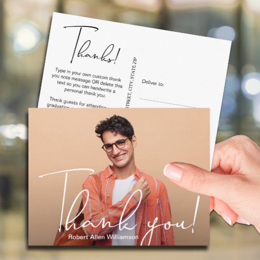 Eenvoudig foto-Afstuderen Hartelijk dank Briefkaart