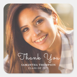 Eenvoudig foto-Afstuderen Hartelijk dank, vierkant Vierkante Sticker