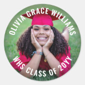 Eenvoudig foto-Afstuderen Modern minimalistisch le Ronde Sticker (Voorkant)