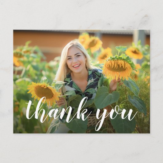 Eenvoudig Foto Afstuderen White Script Hartelijk d Briefkaart (Voorkant)