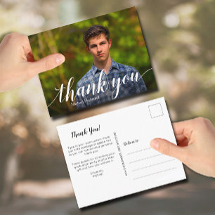 Eenvoudig Foto Afstuderen White Script Hartelijk d Briefkaart