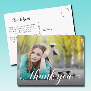 Eenvoudig Foto Afstuderen White Script Hartelijk d Briefkaart
