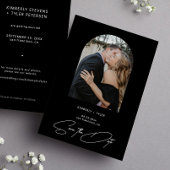 Eenvoudig foto elegant script zwarte bruiloft save the date