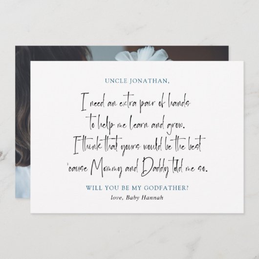 Eenvoudig foto godfather voorstel kaart (Voorkant / Achterkant)