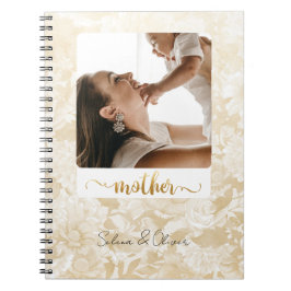 Eenvoudig Foto Gouden Glitter Schrift Moeder Dagbo Notitieboek