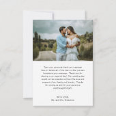 Eenvoudig foto-hart Minimalistisch script bruiloft Bedankkaart (Achterkant)