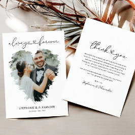 Eenvoudig foto-harthuwelijk Hartelijk dank Bedankkaart