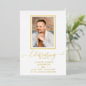 Eenvoudig foto-herdenkingsdienst-programma folie uitnodiging (Staand Voorkant)