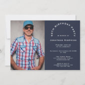 Eenvoudig Foto Man 50e verjaardag Navy Blue Kaart (Voorkant)