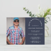 Eenvoudig Foto Man 50e verjaardag Navy Blue Kaart (Staand voorkant)