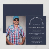 Eenvoudig Foto Man 50e verjaardag Navy Blue Kaart (Voorkant / Achterkant)